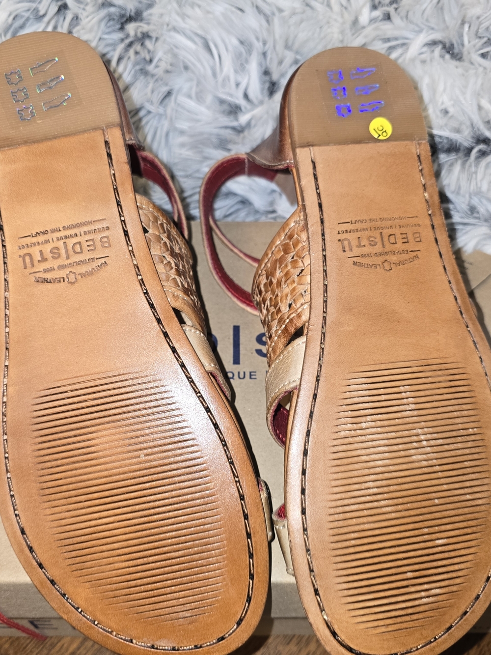 BED|STU Capriana Brown Leather Back-Zip Ankle Sandals - Picture 4 of 5